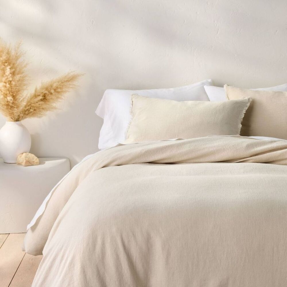 Casaluna - Full/Queen Heavyweight Linen Blend Duvet Cover & S Natural
